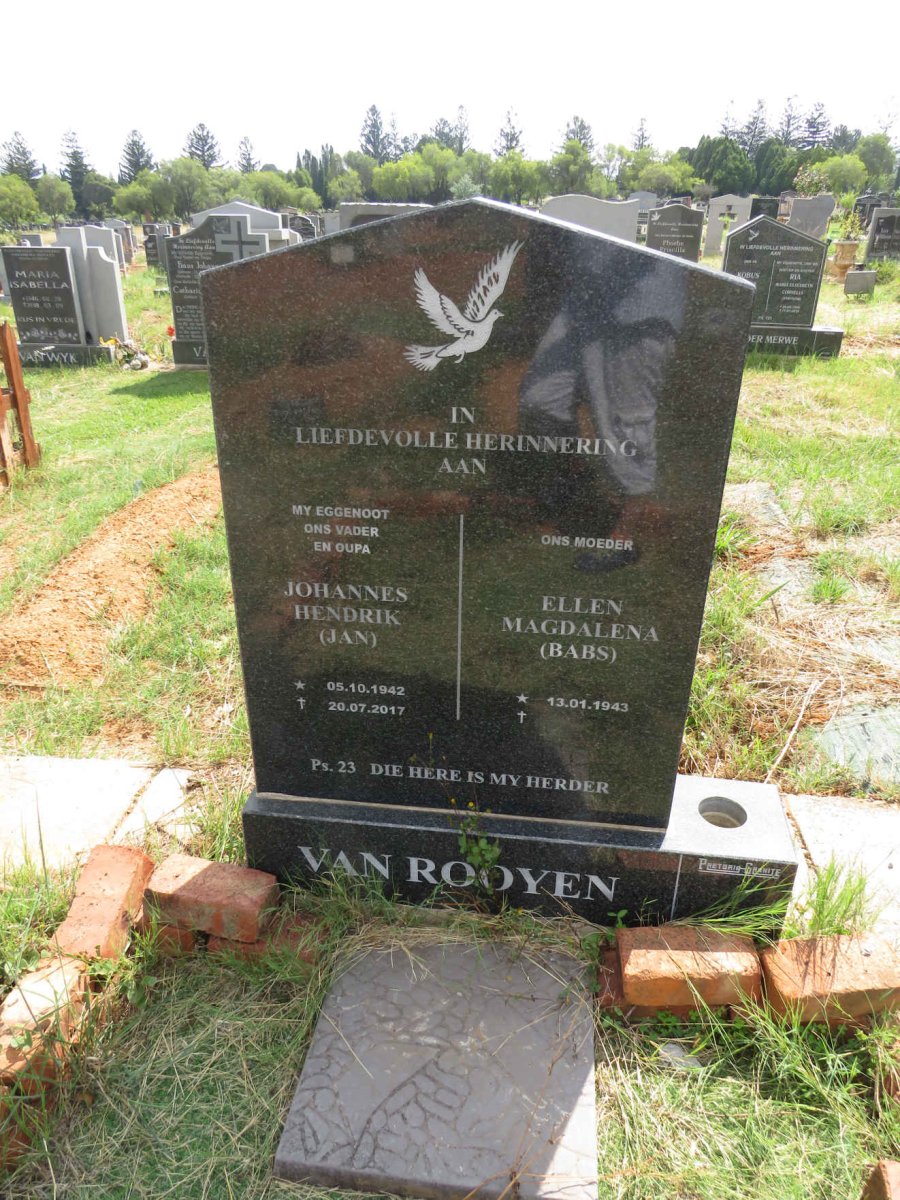 ROOYEN Johannes Hendrik, van 1942-2017 & Ellen Magdalena 1943- 