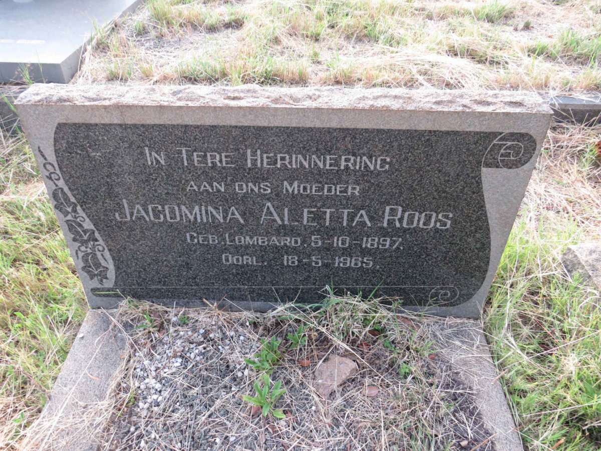 ROOS Jacomina Aletta nee LOMBARD 1897-1965