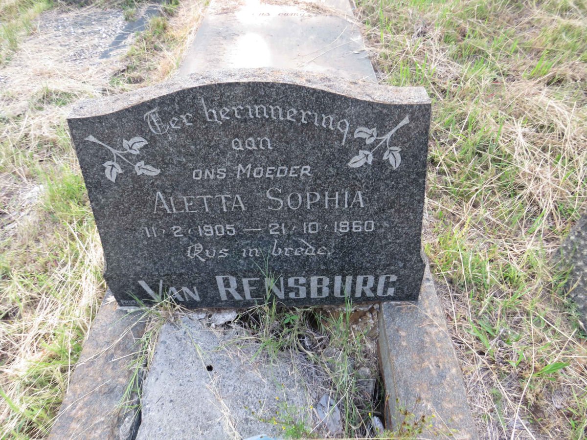 RENSBURG Aletta Sophia, van 1905-1960