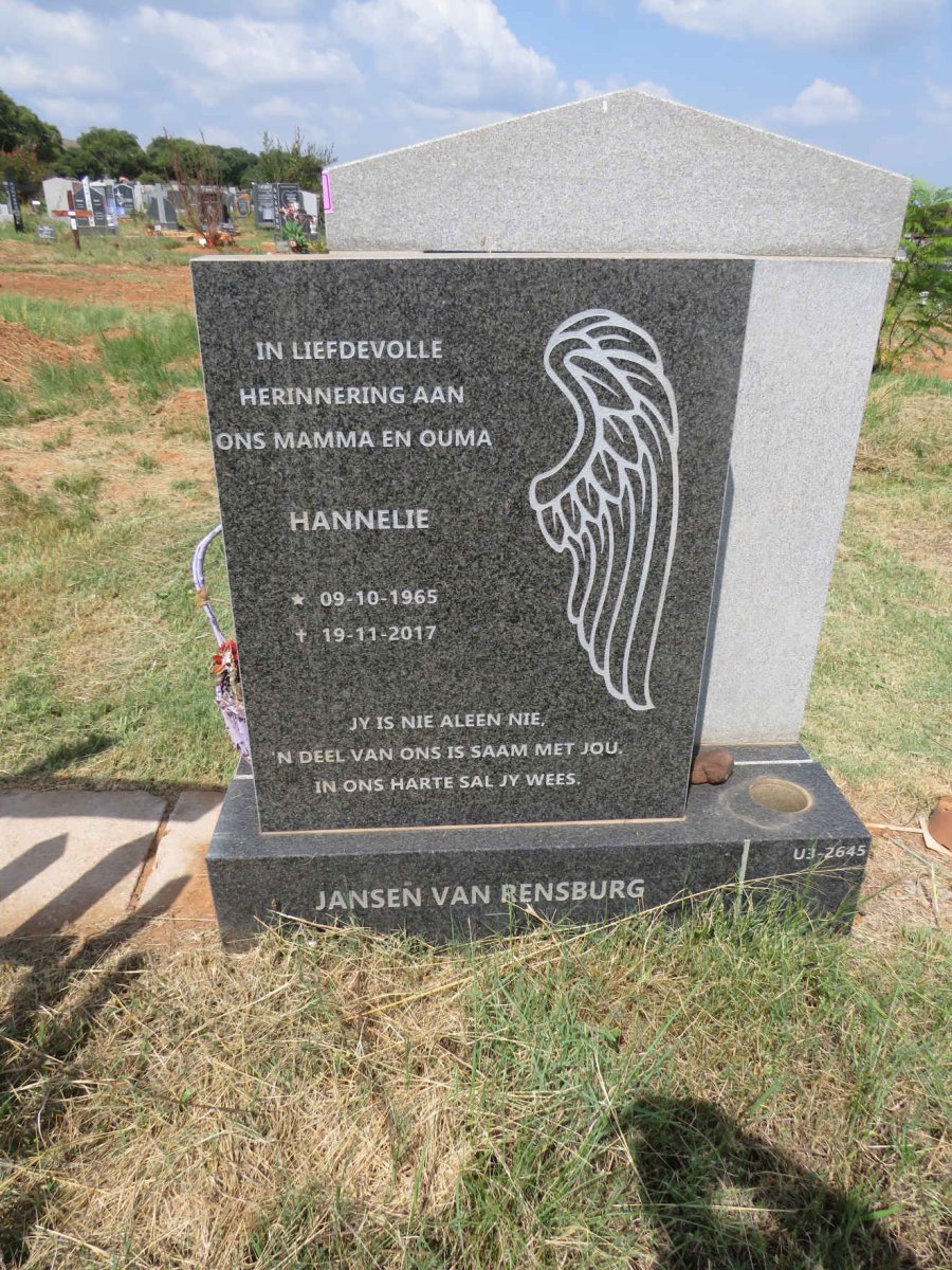 RENSBURG Hannelie, Jansen van 1965-2017
