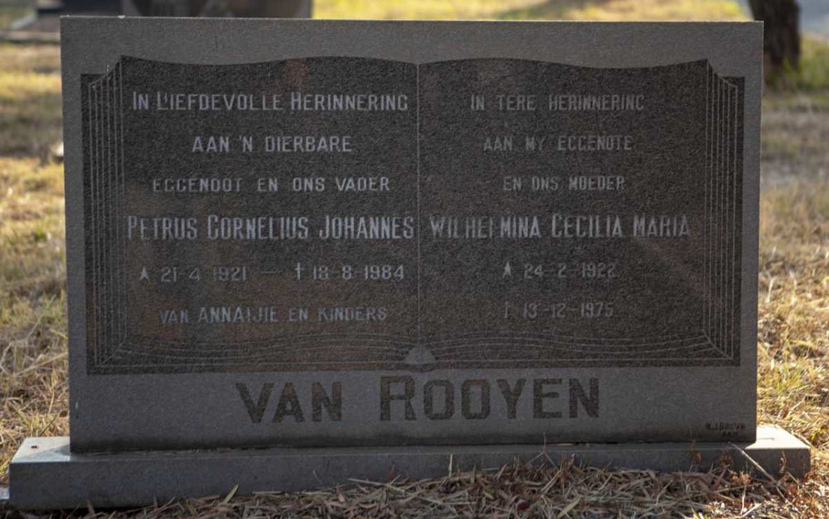 ROOYEN Petrus Cornelius Johannes, van 1921-1984 &amp; Wilhelmina Cecilia Maria 1922-1975