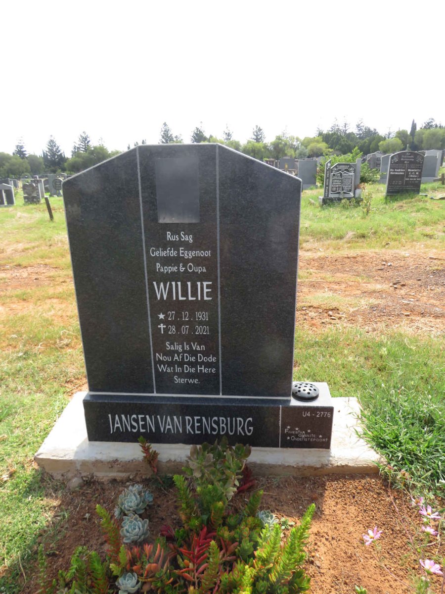 RENSBURG Willie, Jansen van 1931-2021