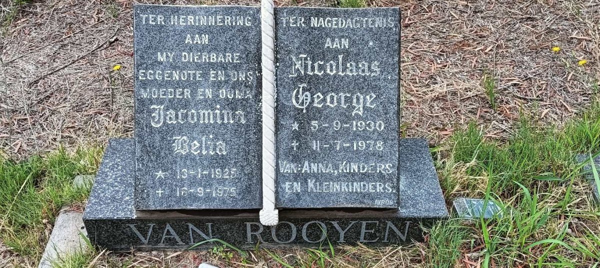 ROOYEN Jacomina Belia, van 1925-1975 :: VAN ROOYEN Nicolaas George 1930-1978