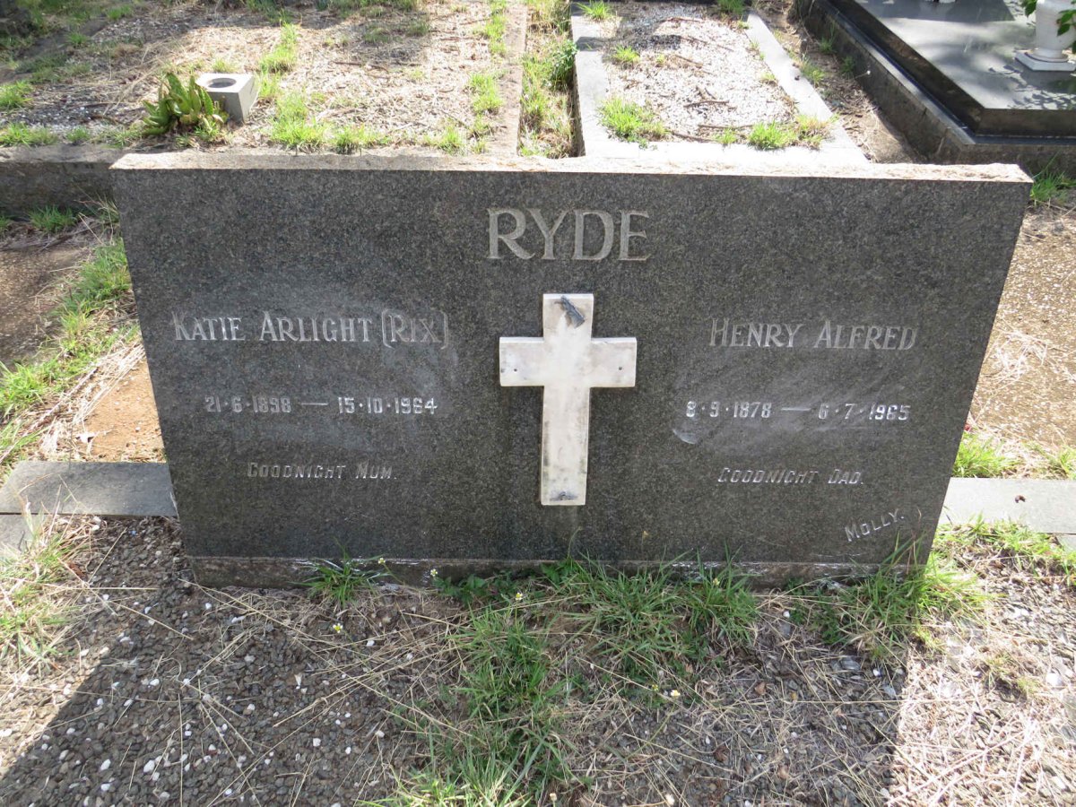 RYDE Henry Alfred 1878-1965 & Katie Arlight RIX 1898-1964