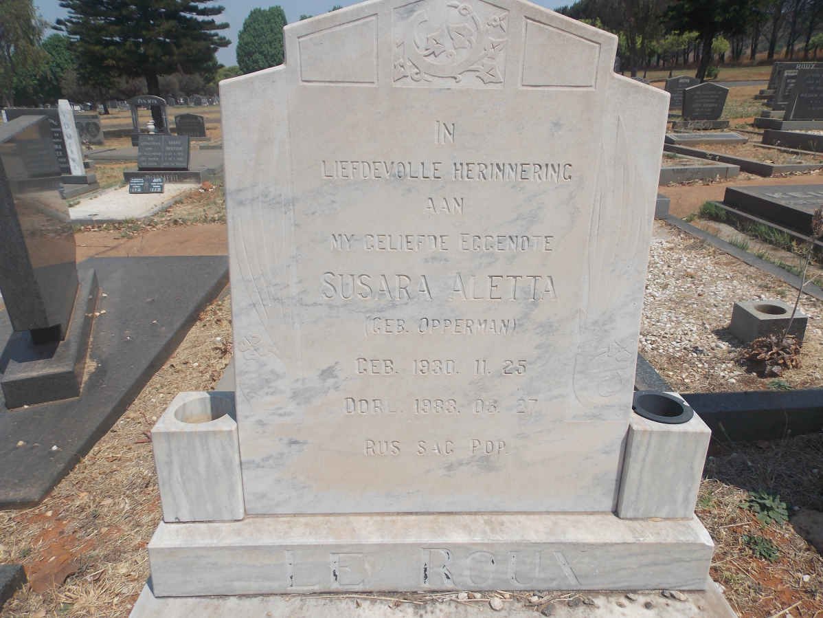 ROUX Susara Aletta, le nee OPPERMAN 1930-1983