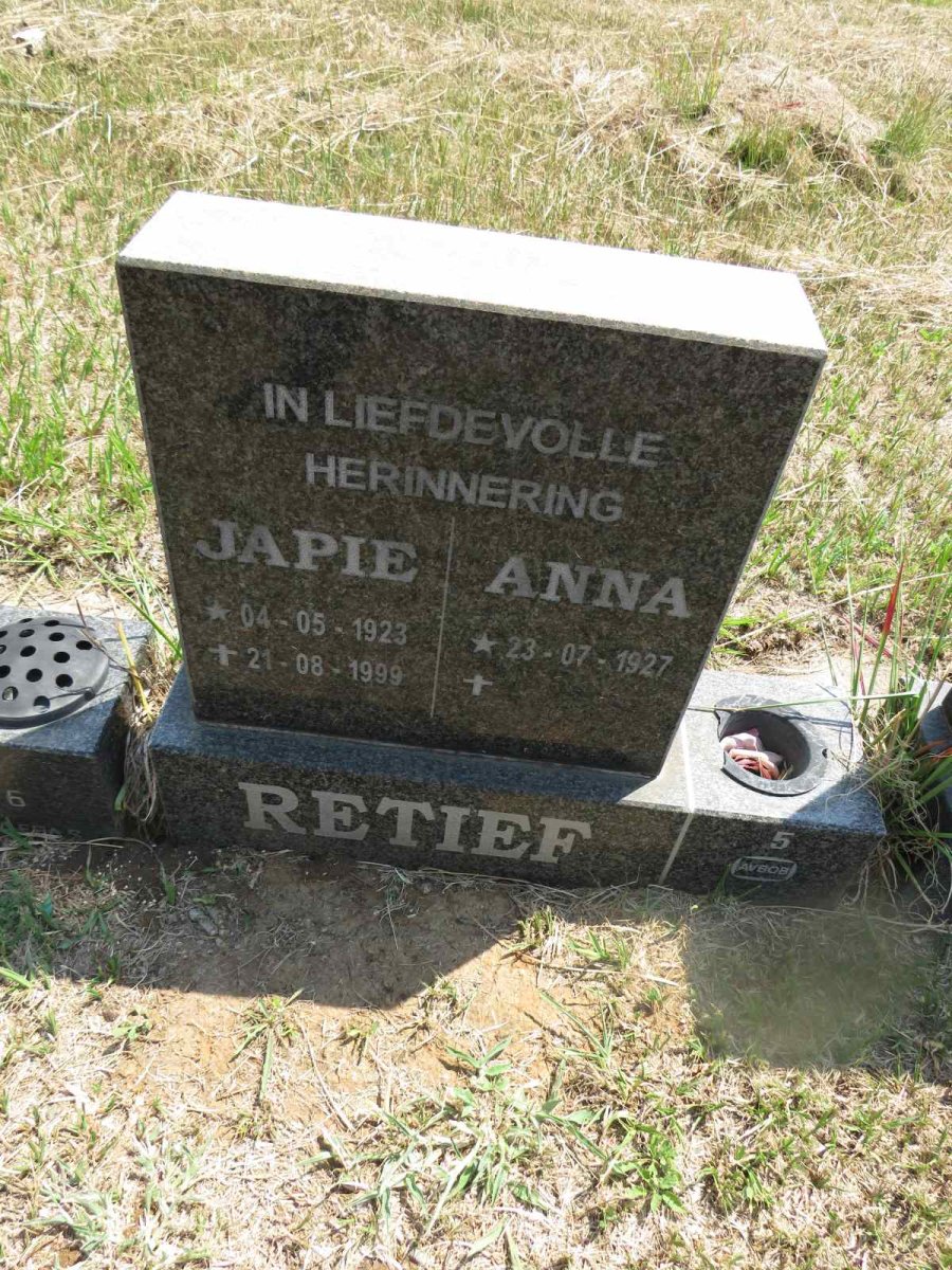 RETIEF Japie 1923-1999 & Anna 1927- 