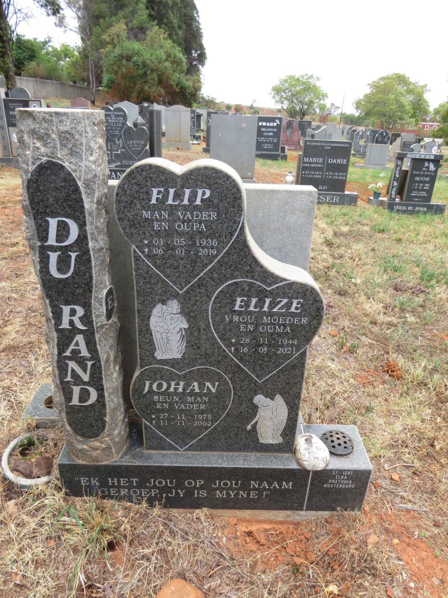 RAND Flip, du 1936-2019 & Elize 1944-2021 :: DU RAND Johan 1975-2002