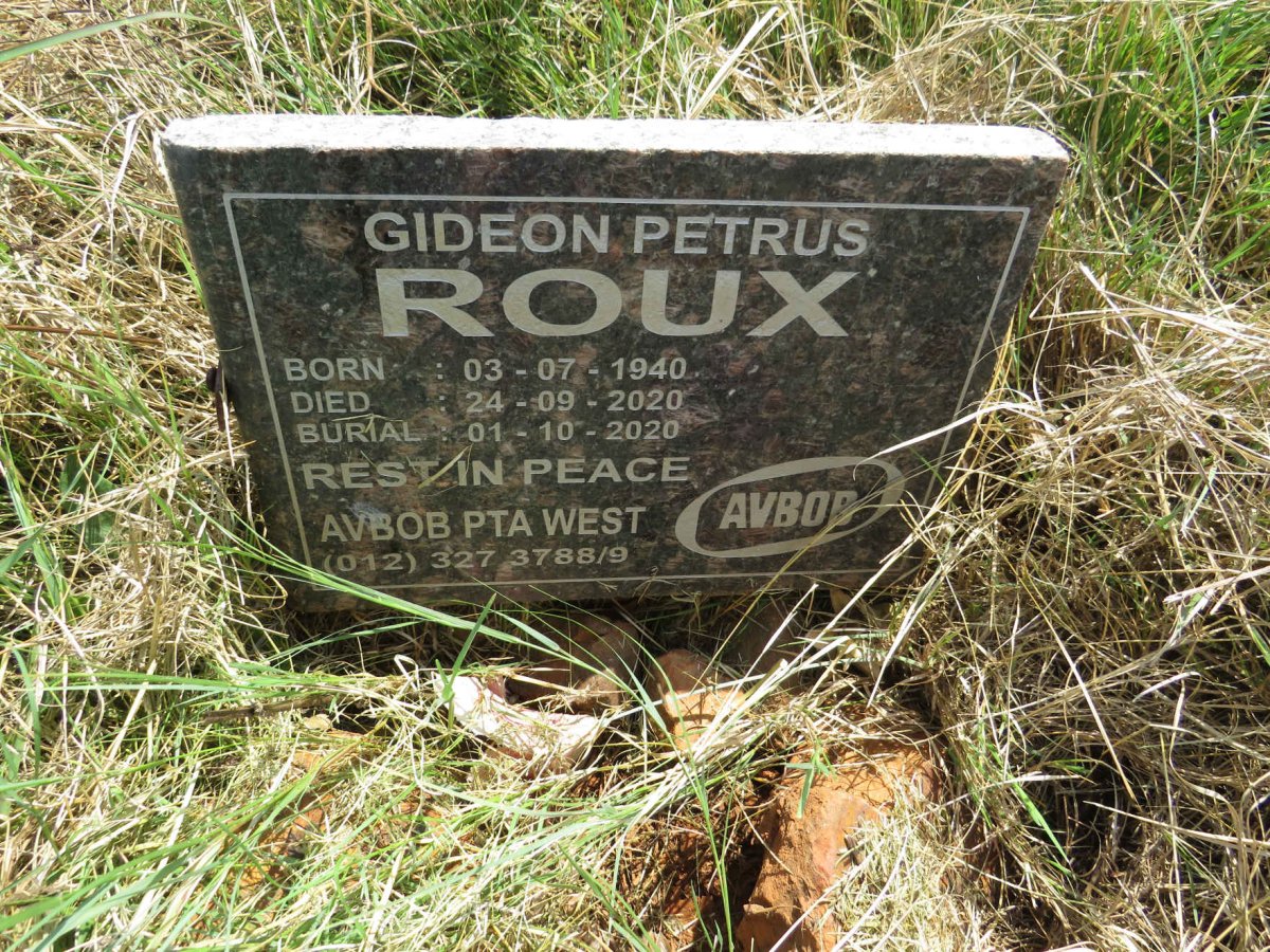 ROUX Gideon Petrus 1940-2020