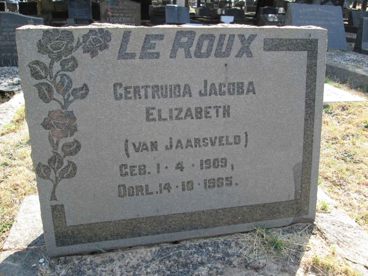 ROUX Gertruida Jacoba Elizabeth, le nee VAN JAARSVELD 1909-1965