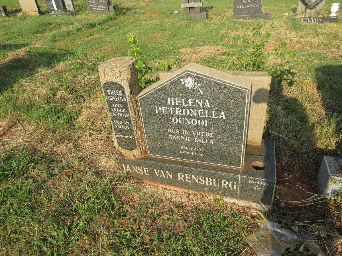 RENSBURG Willem Cornelius, Janse van 1929- & Helena Petronella 1930-1998