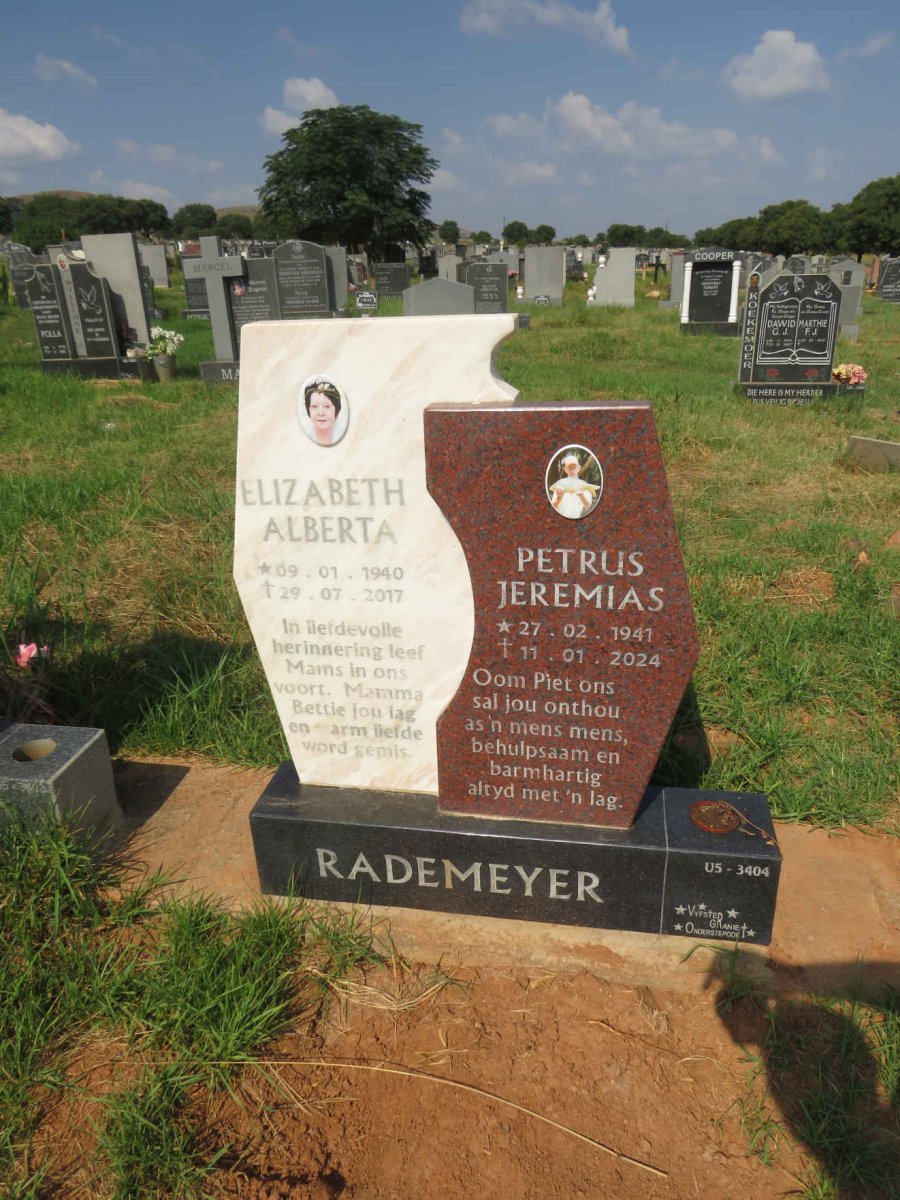 RADEMEYER Petrus Jeremias 1941-2024 & Elizabeth Alberta 1940-2017