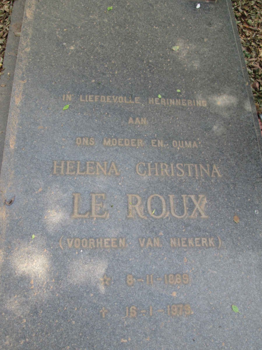 ROUX Helena Christina, le formerly VAN NIEKIERK 1889-1979