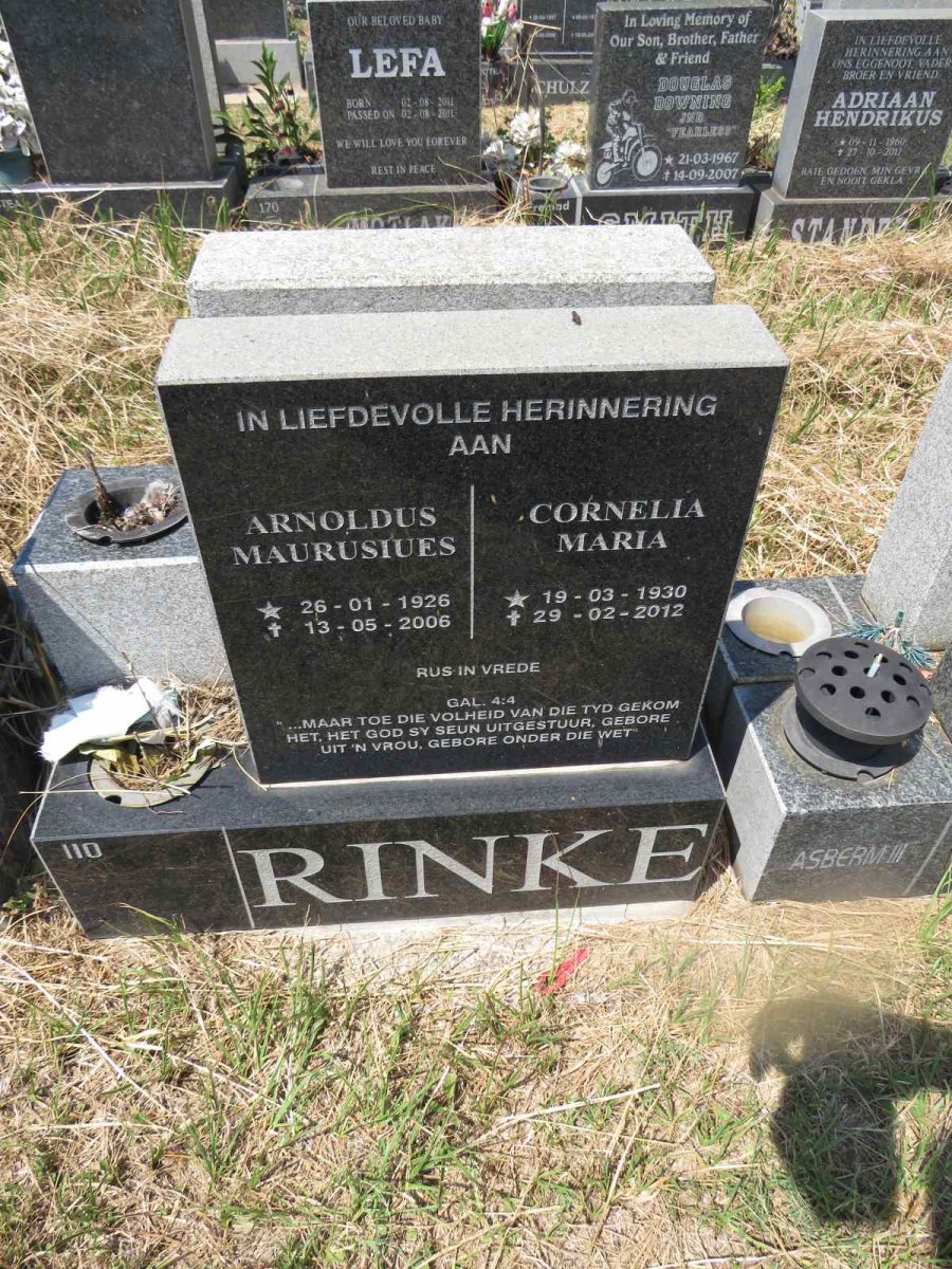 RINKE Arnoldus Maurusiues 1926-2006 & Cornelia Maria 1930-2012