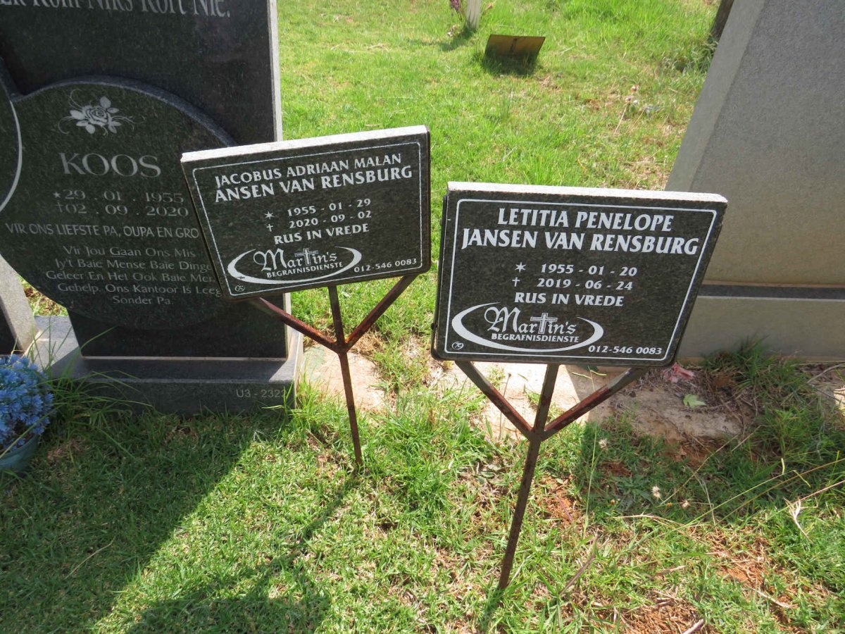 RENSBURG Jacobus Adriaan Malan, Jansen van 1955-2020 & Letitia Penelope 1955-2019 _2