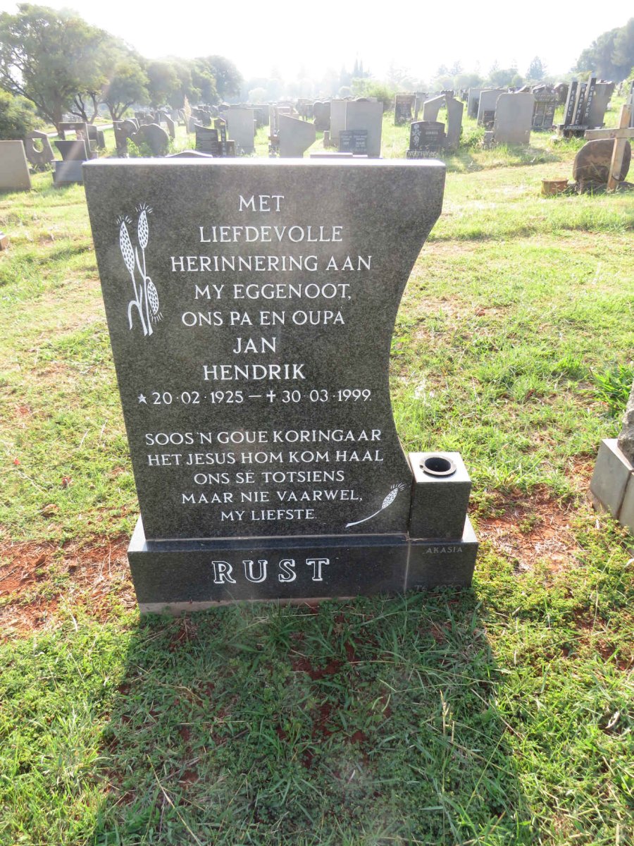RUST Jan Hendrik 1925-1999