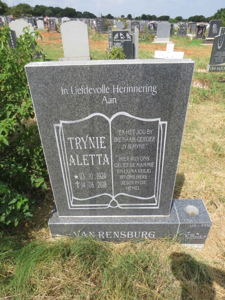 RENSBURG Trynie Aletta, van 1924-2018