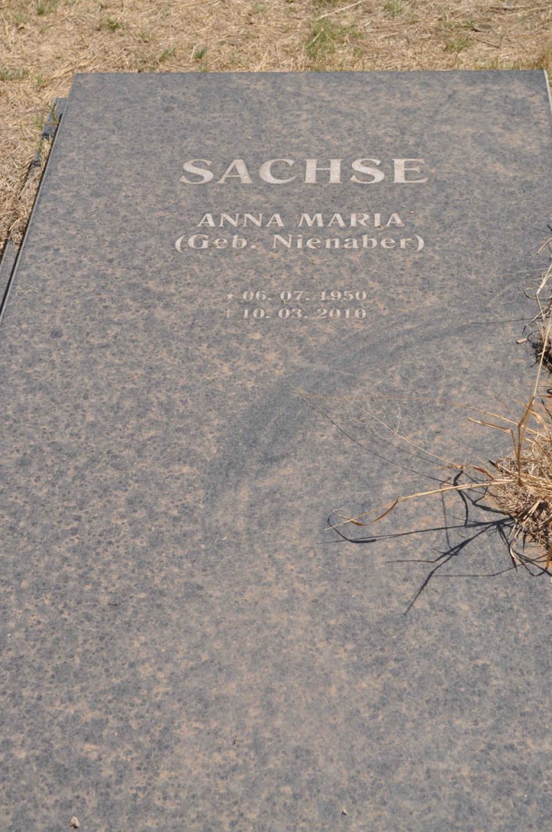SACHSE Anna Maria nee NIENABER 1950-2010