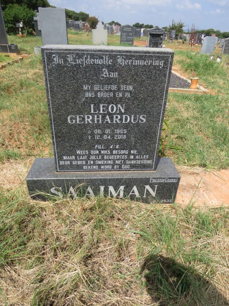 SAAIMAN Leon Gerhardus 1955-2018