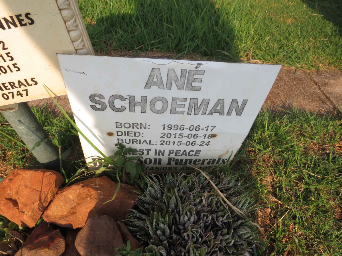 SCHOEMAN Leonardus Johannes 1972-2015 :: SCHOEMAN Ane 1996-2015 _2