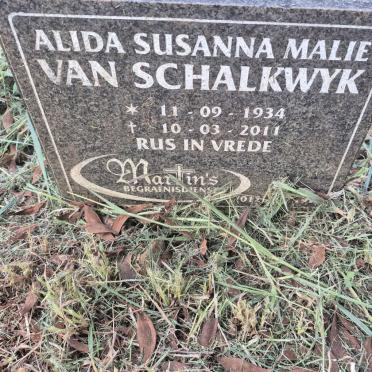 SCHALKWYK Alida Susanna Malie, van 1934-2011