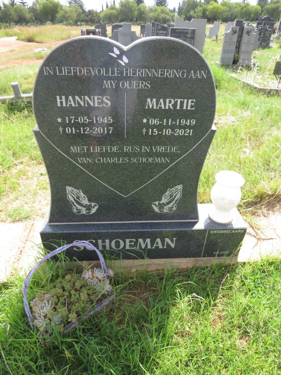 SCHOEMAN Hannes 1945-2017 & Martie 1949-2021