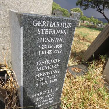 SCHOEMAN Thomas Ignatius Petrus 1934-2000 & Sylvia Magdalena 1937-2016 :: HENNING Gerhardus Stefanes 1956-2019 & Deirdre Memory 1957-2020 :: HENNING Maricelle 1980-2008 _2