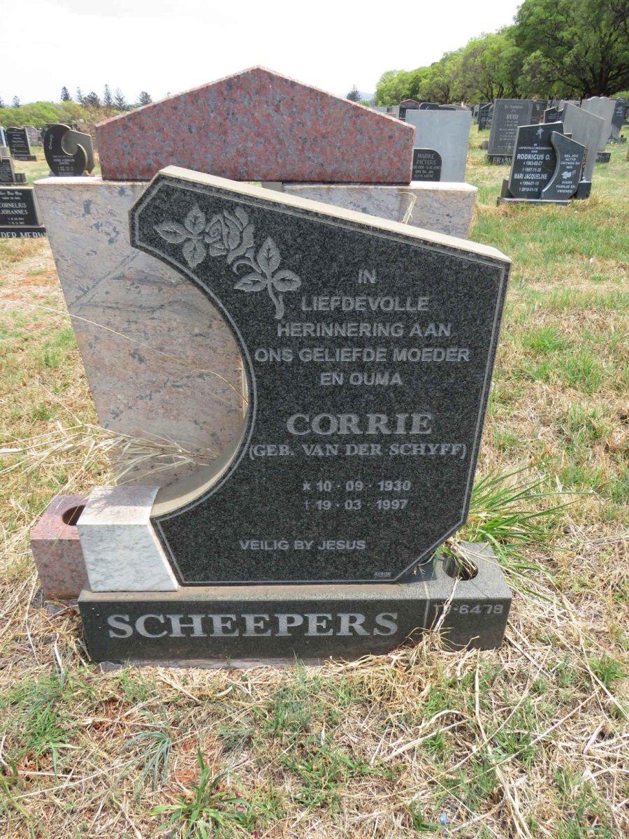 SCHEEPERS Corrie nee VAN DER SCHYFF 1930-1997
