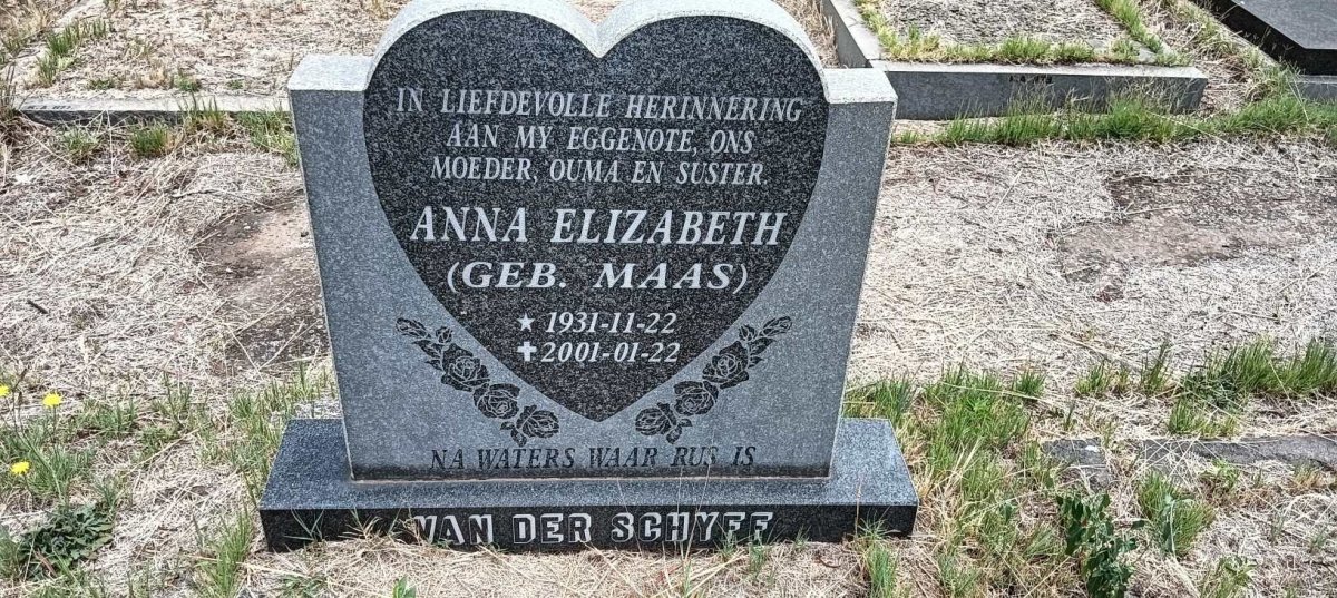 SCHYFF Anna Elizabeth van der, nee MAAS 1931-2001