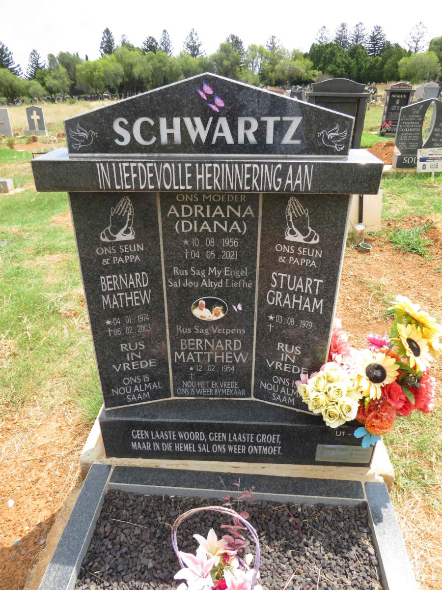 SCHWARTZ Bernard Matthew 1954- & Adriana 1956-2021 :: SCHWARTZ Bernard Mathew 1974-2003 :: SCHWARTZ Stuart Graham 1979- 