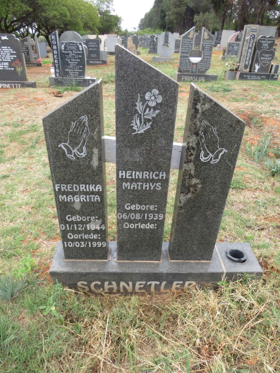 SCHNETLER Heinrich Mathys 1939- & Fredrika Magrita 1944-1999