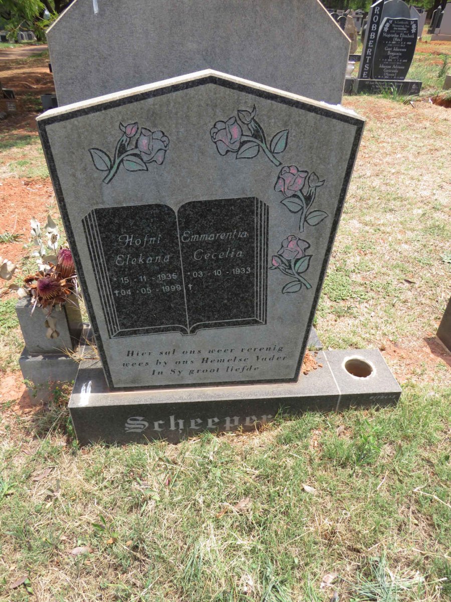 SCHEEPERS Hofni Elekana 1935-1999 & Emmarentia Cecelia 1933-