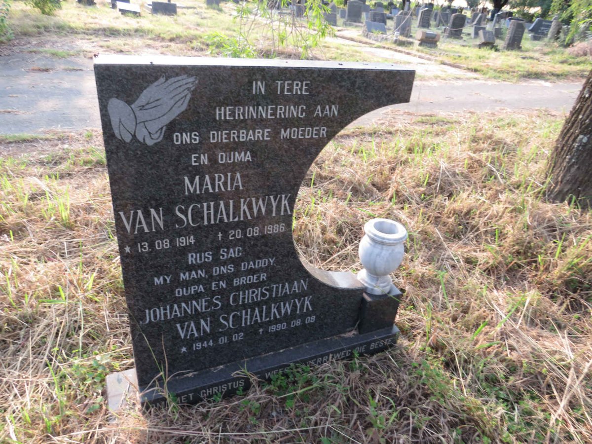 SCHALKWYK Johannes Christiaan, van 1944-1990 & Maria 1914-1986
