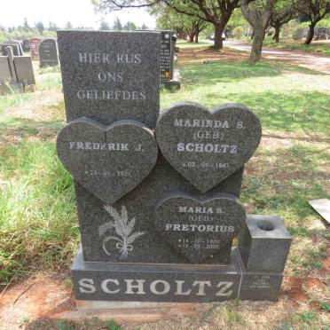SCHOLTZ Frederik J. 1921- :: SCHOLTZ Maria S. nee PRETORIUS 1920-2000 :: SCHOLTZ Marinda S. 1961-