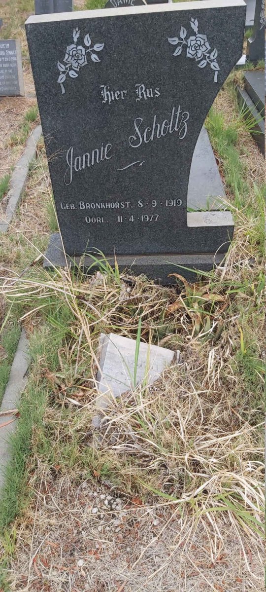 SCHOLTZ Jannie nee BRONKHORST 1919-1977