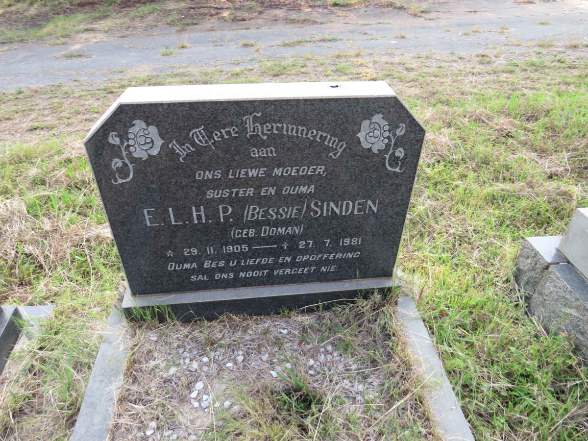 SINDEN E.L.H.P. nee DOMAN 1905-1981