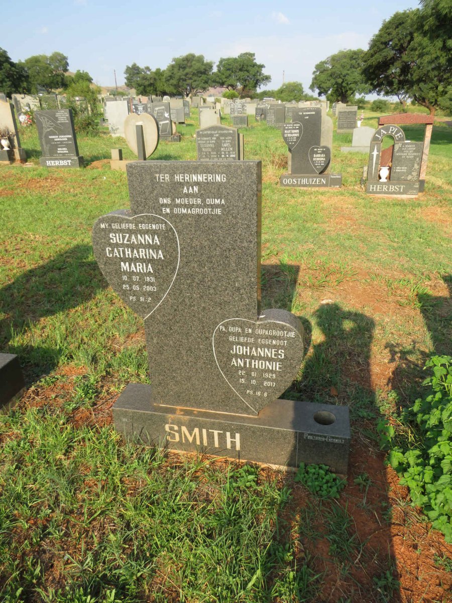SMITH Johannes Anthonie 1929-2017 & Suzanna Catharina Maria 1931-2003