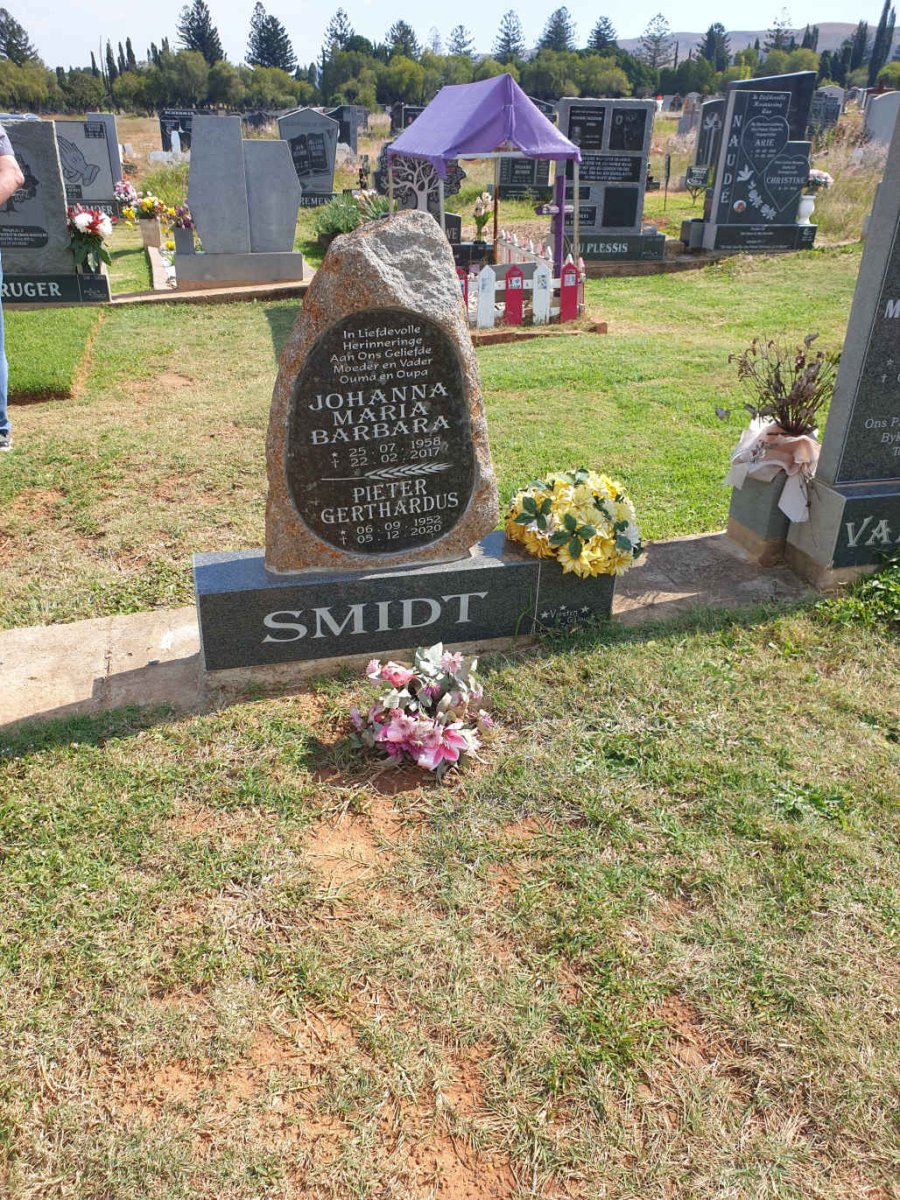 SMIDT Pieter Gerthardus 1952-2020 &amp; Johanna Maria Barbara 1958-2017