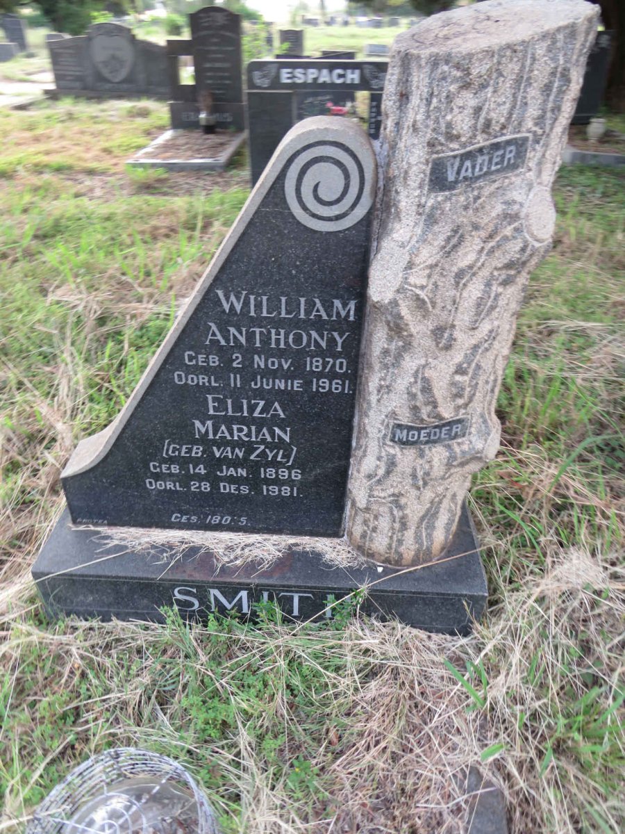 SMITH William Anthony 1870-1961 & Eliza Marian VAN ZYL 1896-1981