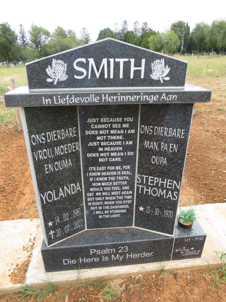 SMITH Stephen Thomas 1970- & Yolanda 1981-2022