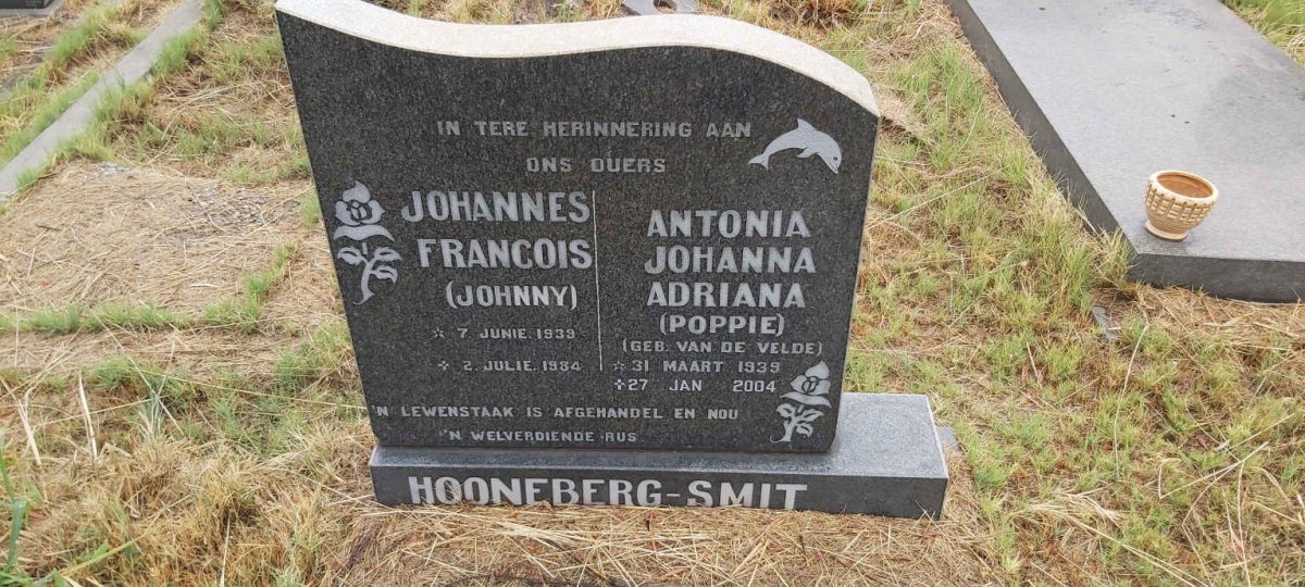 SMIT Johannes Francois, HOONEBERG- 1939-1984 & Antonia Johanna Adriana VAN DE VELDE 1939-2004
