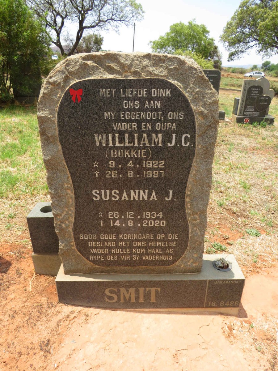 SMIT William J.C. 1922-1997 & Susanna J. 1934-2020