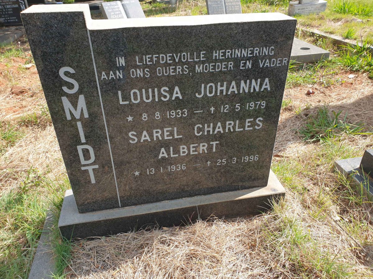 SMIDT Sarel Charles Albert 1936-1996 &amp; Louisa Johanna 1933-1979