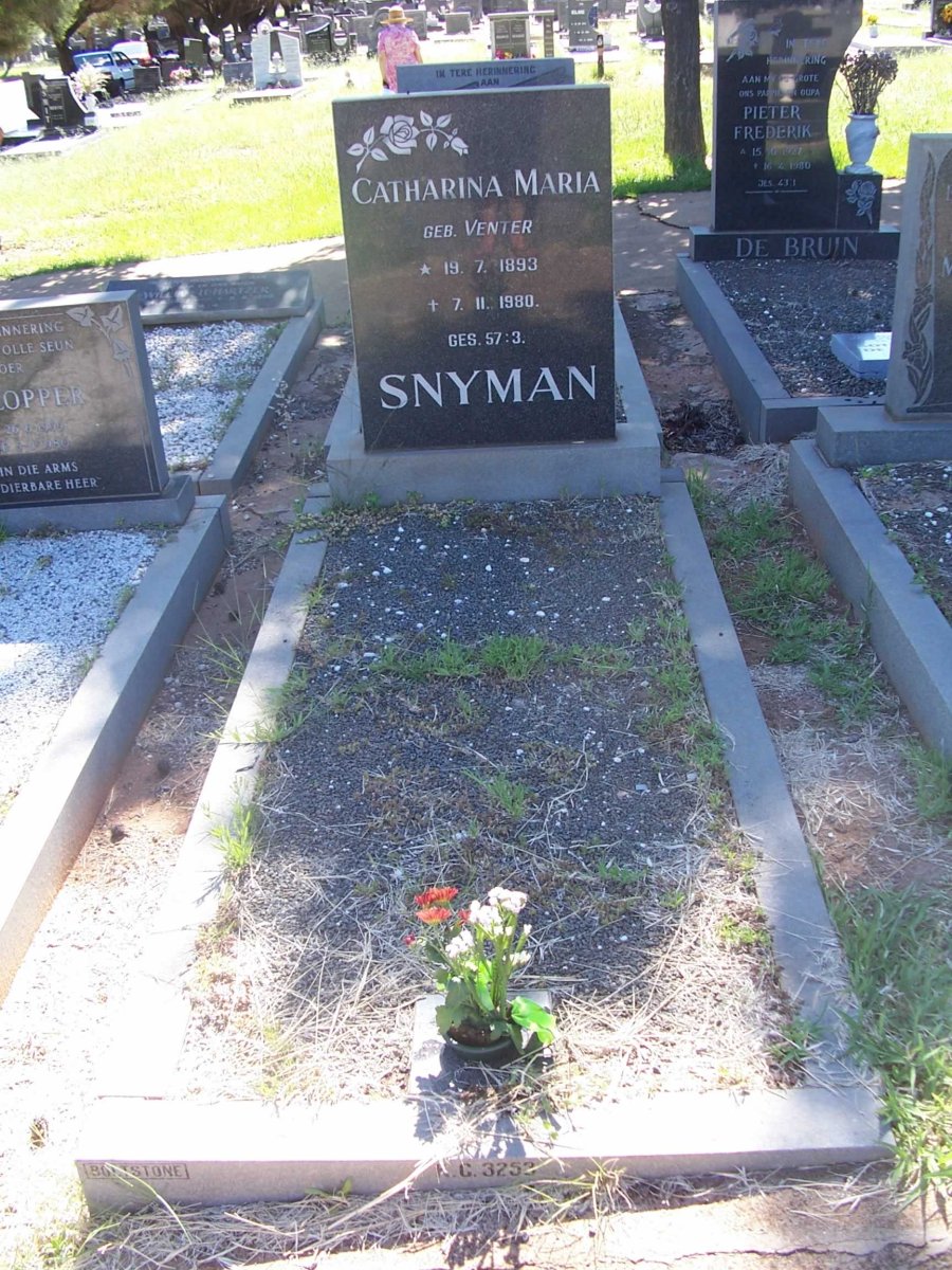 SNYMAN Catharina Maria nee VENTER 1893-1980