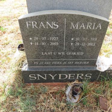 SNYDERS Frans 1927-2003 & Maria 1931-2003