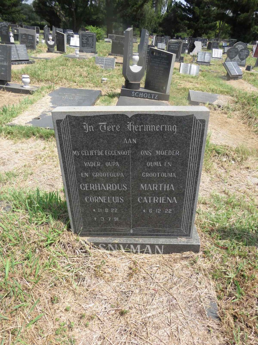 SNYMAN Gerhardus Corneluis 1922-1991 & Martha Catriena 1922- 