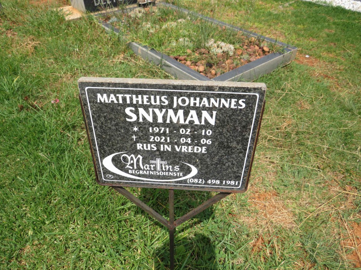 SNYMAN Mattheus Johannes 1971-2021