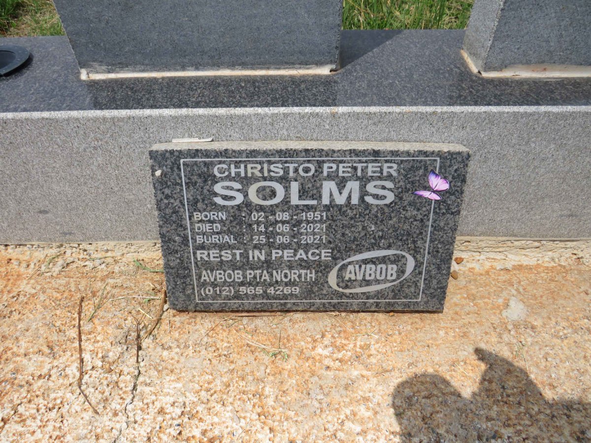SOLMS Christo Peter 1951-2021