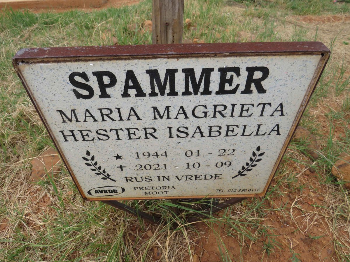 SPAMMER Maria Magrieta Hester Isabella 1944-2021