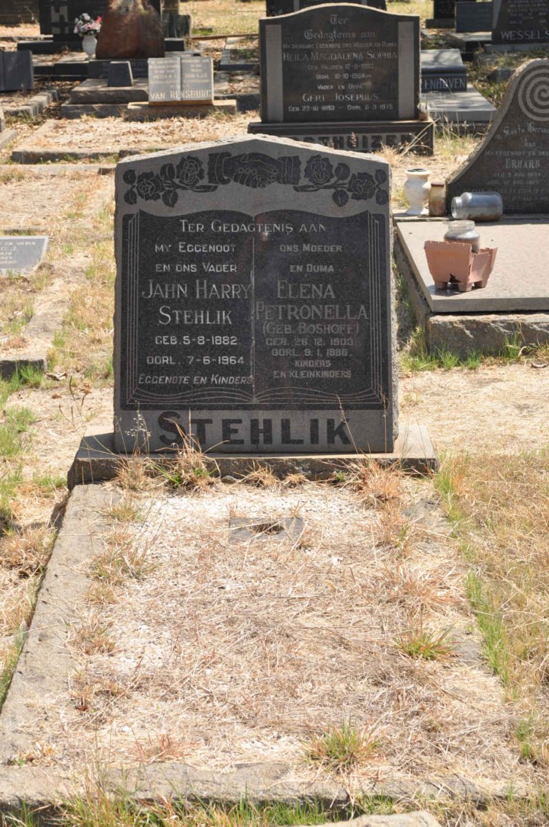 STEHLIK Jahn Harry 1882-1964 &amp; Elena Petronella BOSHOFF 1903-1986