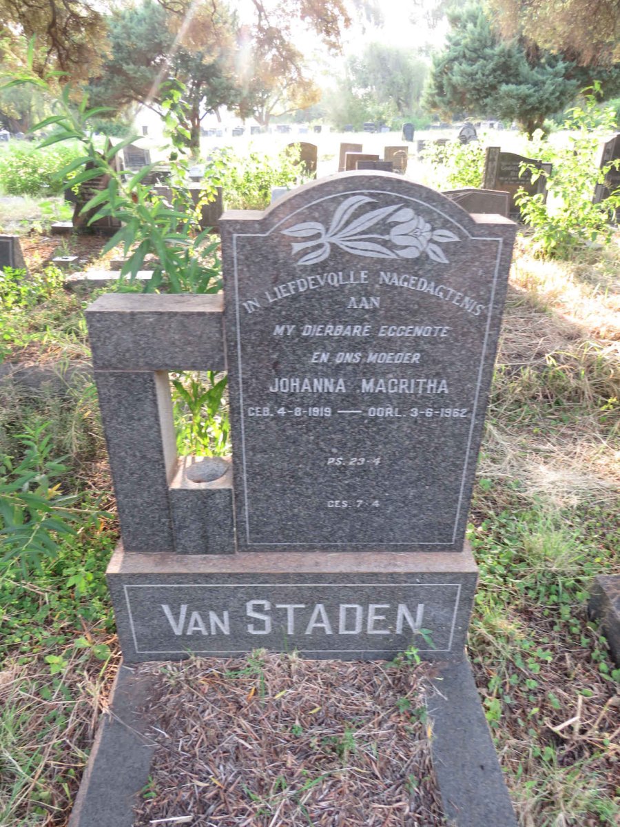 STADEN Johanna Magritha, van 1919-1962